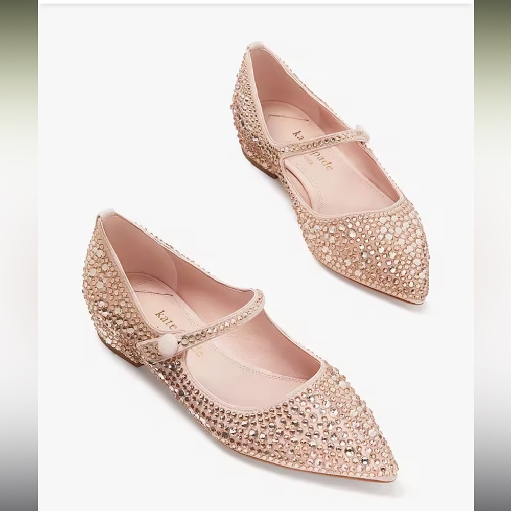 KATE SPADE ♠️ Maya crystal flats mary jane mochi pink